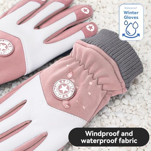 Image of PARDUS Kids Sport Gloves - Fleece Lining for Warmth, Suitable for Primary School Boys and Girls, Thickened for Biking and Snow Play, Windproof and Waterproof Cycling Gloves