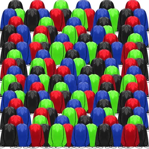 Image of Shappy 160 Pcs Drawstring Backpack Bulk Sports Gym Cinch Bag Polyester String Bag for Men Women (4 Colors)