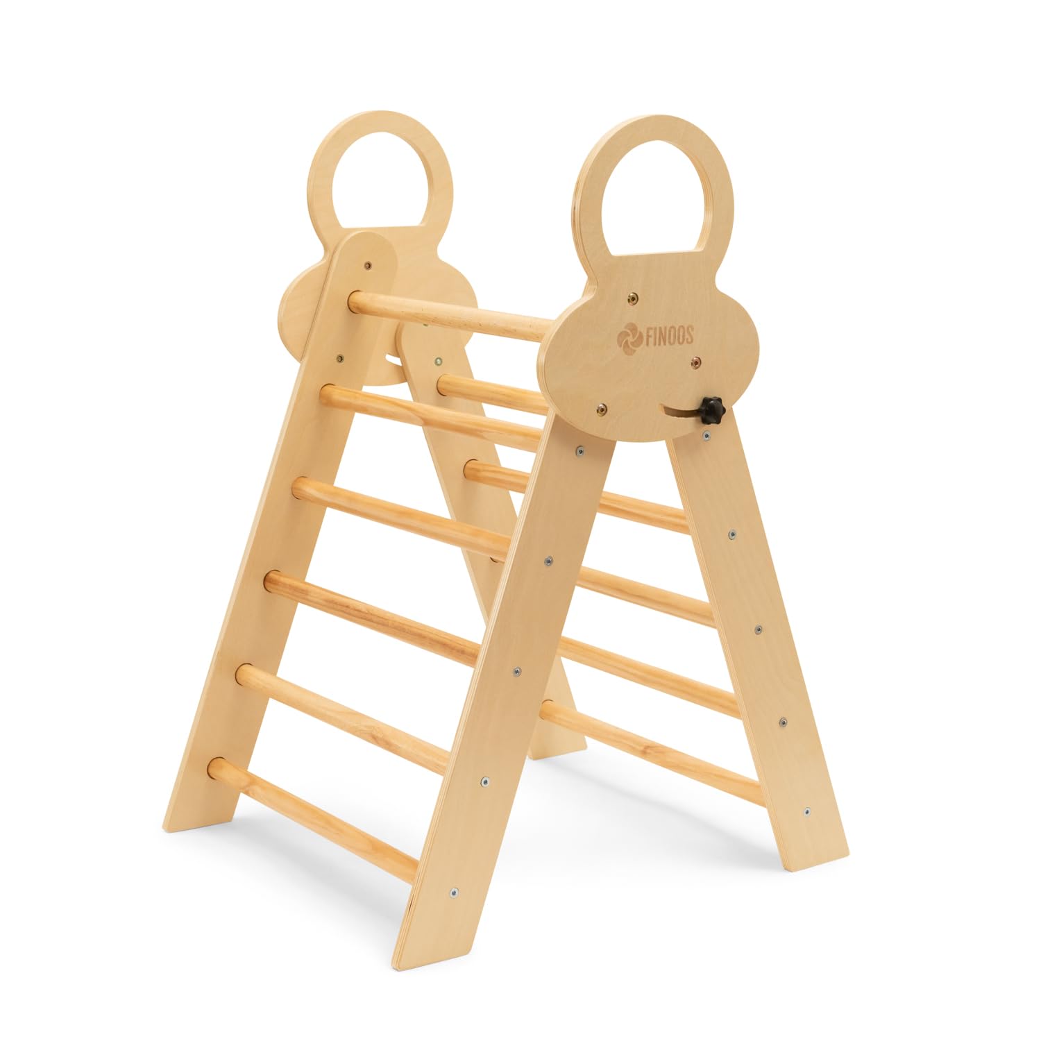 FINOOS Montessori Indoor Spielset: 7-in-1 Klettergerüst mit Rutsche & Bogen für Kleinkinder und Kinder (1-3 Jahre) (Naturholz)