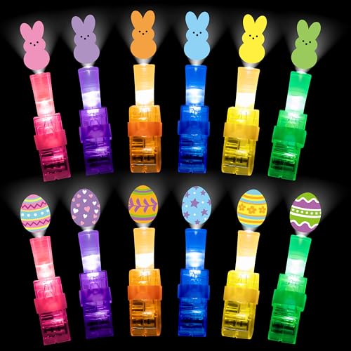 Haooryx 36 Pcs Easter Bunny LED Finger Lights for Party Favors