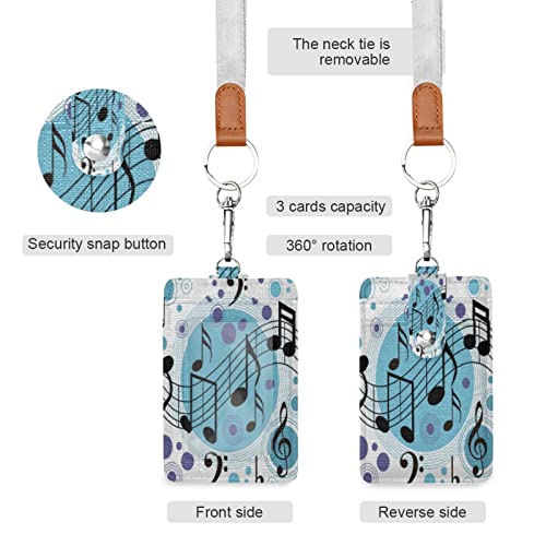 Kigai Polka Dot Music Note Id Badge Holder With Neck Lanyard, Vertical Soft Pu Leather Id Badge Holder With 1 Clear Id Window & 2 Credit Card Slot For Nurses, Office And School #TOP1