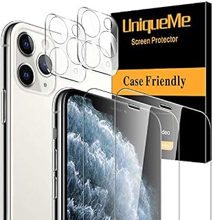 UniqueMe 2 Pack Screen Protector +2 Pack Camera Lens Protector for iPhone 11