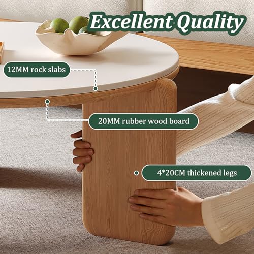 Table basse ronde moderne bois massif marbre pour optimiser l'espace - 5
