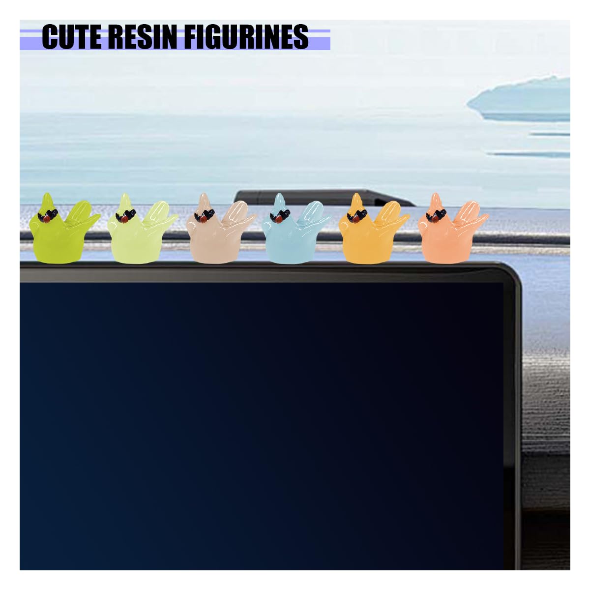 YoRise 6PCS Cute Luminous Hummingbird Car Dashboard Decorations Funny Rear View Mirror Accessories Mini Cartoon Animal Car Decorations — view 3