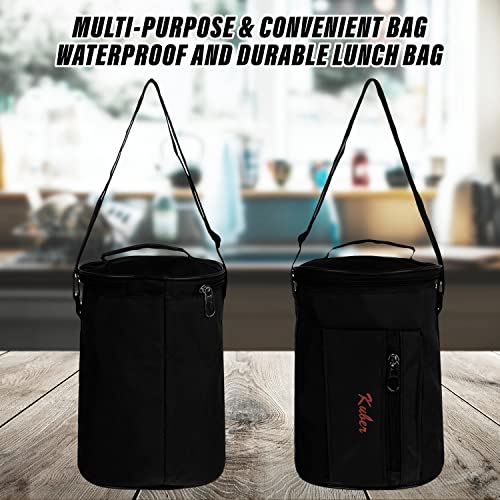 Image of Kuber Industries Lunch Bag | Canvas Waterproof Tiffin Bag for Office | Adjustable Shoulder Strap with One Small Zipper Pocket | Black