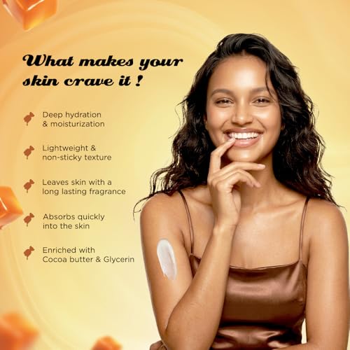 Image of BELLAVITA Caramel Crush | Perfume Body Lotion for Man and Woman | Long-lasting Hydration | Soft & Smooth Skin | Long-lasting Scent | Paraben-free | Infused with Cocoa Butter & Glycerin | 250ml