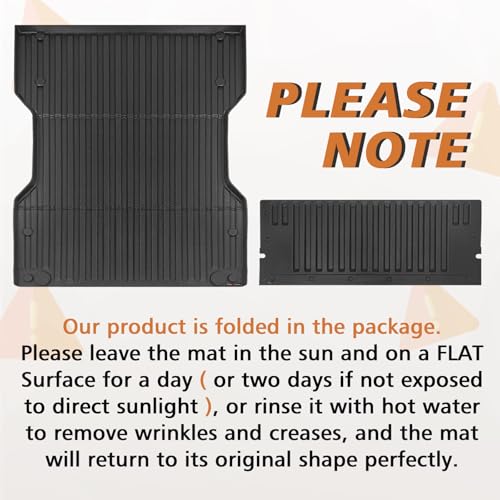 Image of TripleAliners Truck Mat Compatible with 2024-2026 Toyota Tacoma 6FT Accessories, Truck Bed Mat Heavy Duty Custom Fit All Weather Protection TPE Pickup Liner, with Tailgate Mat