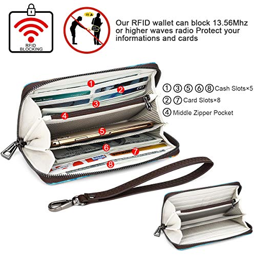 Aphison Women's Wallets Large Capacity Clutch Wallet For Women Ladies Wallets Clearance Credit Card Holder Womens Rfid Wallet Moon Cute Cow Cat Elephant Fox Cell Phone Purse 684-0170A #TOP2