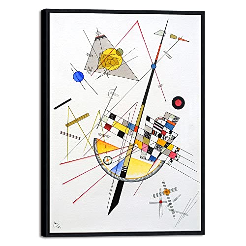 Wieco Art Framed Canvas Wall Art Delicate Tension #85, 1923 By Wassily Kandinsky Famous Classic Paintings Abstract Reproductions Canvas Wall Art For Home Office Decoration #TOP12