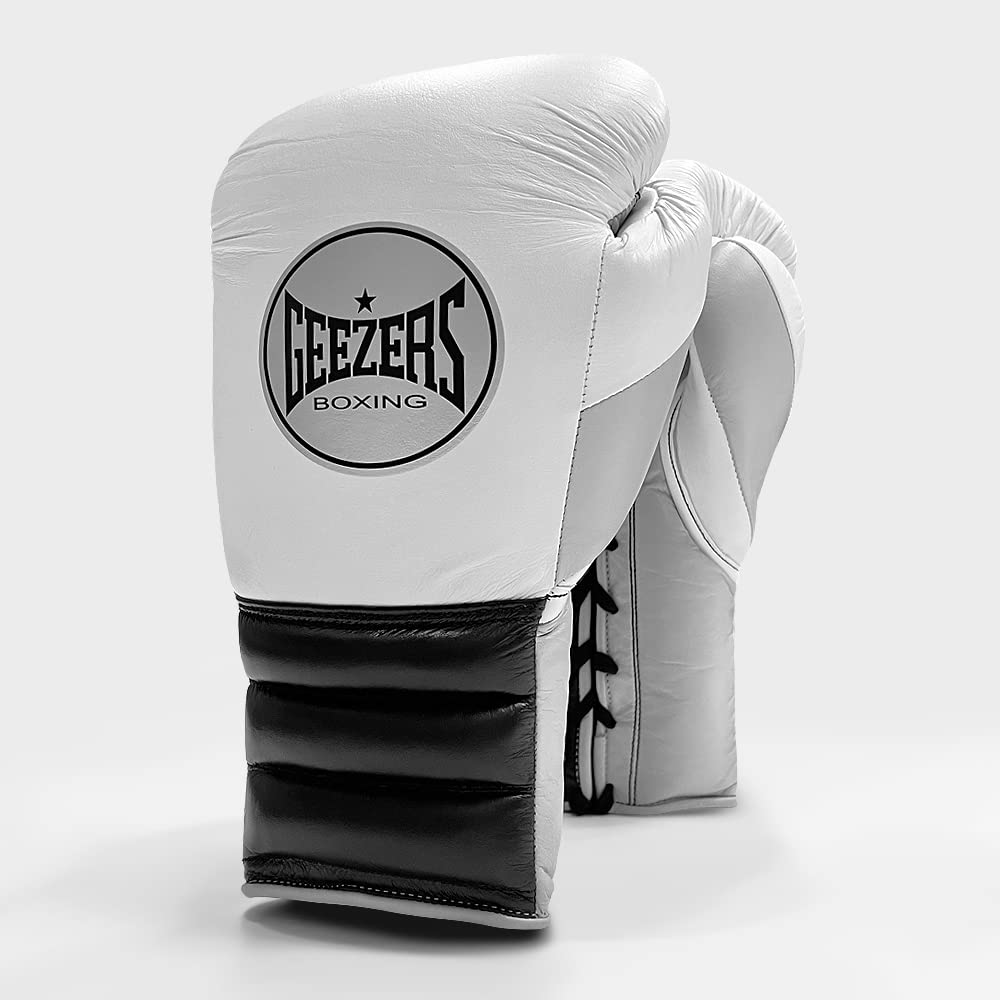 Geezers Halo Training/Sparring Boxing Gloves - Lace (WHITE/BLACK/GREY, 16OZ) โ image 1