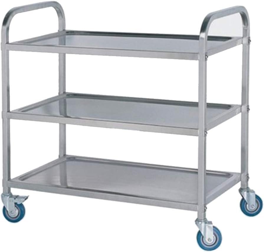 Carro de almacenamiento de acero inoxidable desmontable con tres niveles firmes