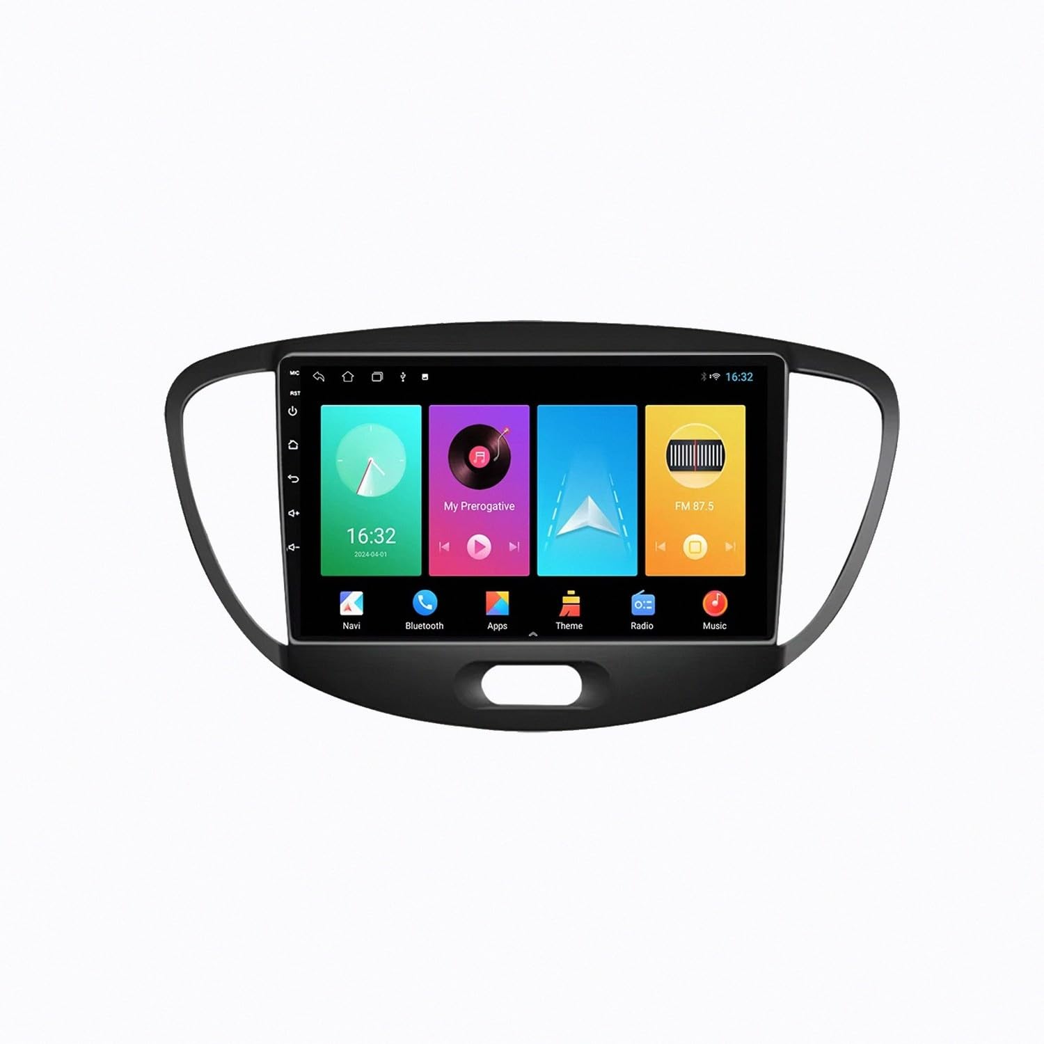 Estéreo de Automóvil para Hyundai i10 Grand I10 2007-2013 Pantalla de Coche con Carplay y Android Auto Inalámbricos, Bluetooth, Mirror Link, Navegación GPS, 4 Nuclear 4G+64G
