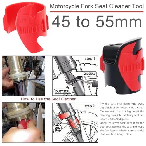 Image of Windance Motorcycle Fork Seal Saver Cleaner Tool,45mm-55mm Front Fork Seal Cleaning, Shock Repairing Absorber Tool (Red)