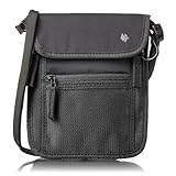 [LiberFlyer] 【地球の歩き方掲載】パスフィットミニ®︎ ミニマム×防犯性を追求 パスポートケース 多収納ポケット 首下げ スキミング防止 パスポート ケース 海外旅行 財布 セキュリティポーチ 撥水 (マグネットタイプ 縦長サイズ （黒ロゴ）)