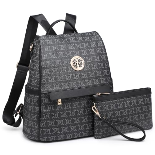 Image of MKP Women Fashion Backpack Purse Multi Pockets Signature Anti-Theft Rucksack Travel Ladies Shoulder Bag Handbag 2Pcs
