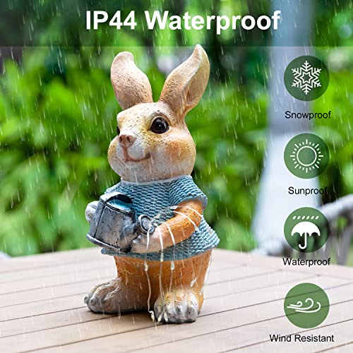 Vzvxcc Solar Garden Statue Rabbit Figurine Outdoor Decorations, Bunny With Watering Can Solar Light For Garden Decor, Easter Bunny Statue For Patio Yard Lawn Ornament, Gardening Rabbit Gifts #TOP4