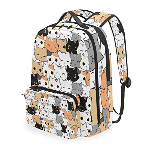 Gatito Gato Colorido Mochila Escolar Impermeable Mochilas Escolares Bolso con Mensajero para Estudiante Niñas Niños Cover