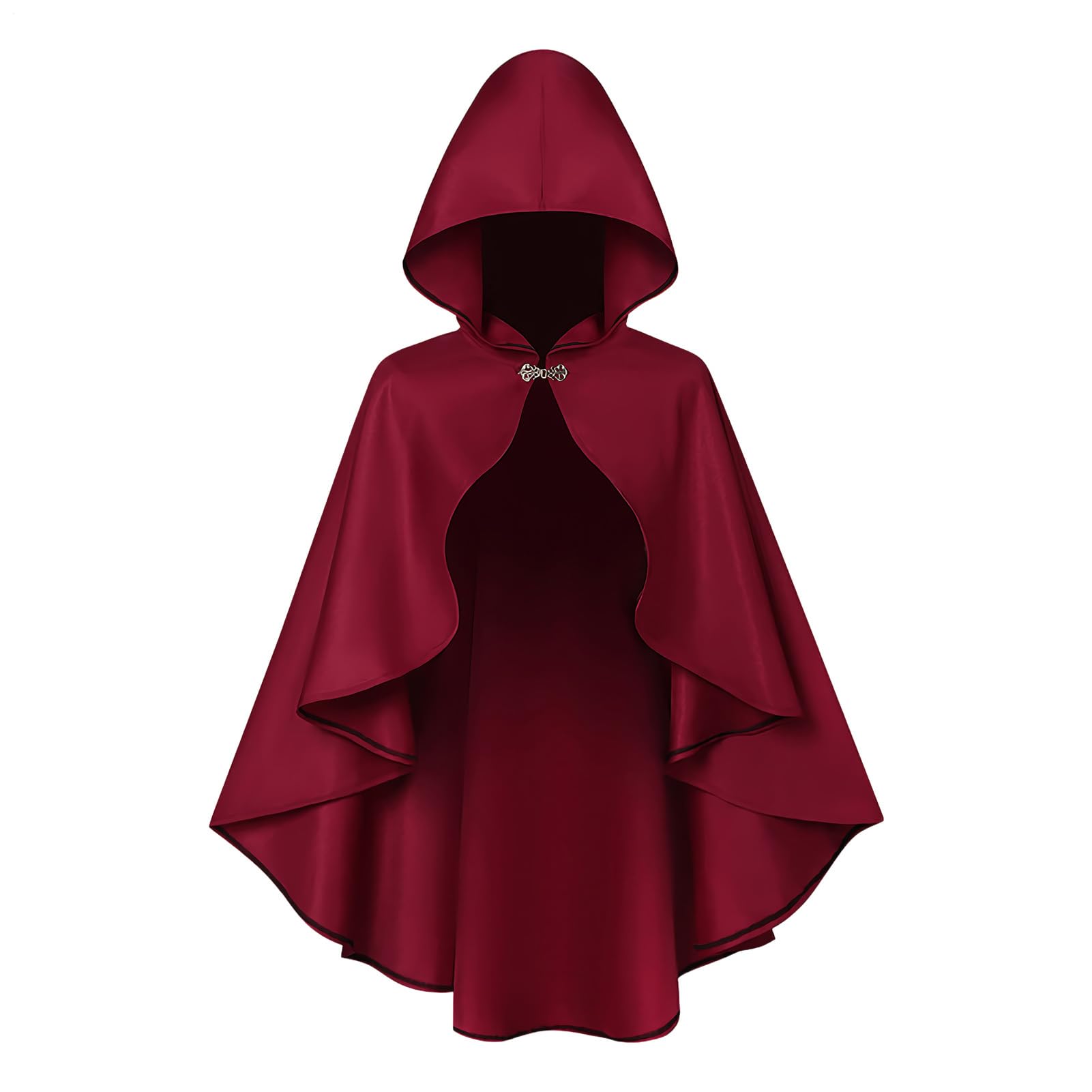 Hooded Cape Women, Soft Breathable Fabric, 90cm, Medieval Cloak, Costume Robe, Lightweight Design, for Stage Performance Festival Carnival Home School Events Red
