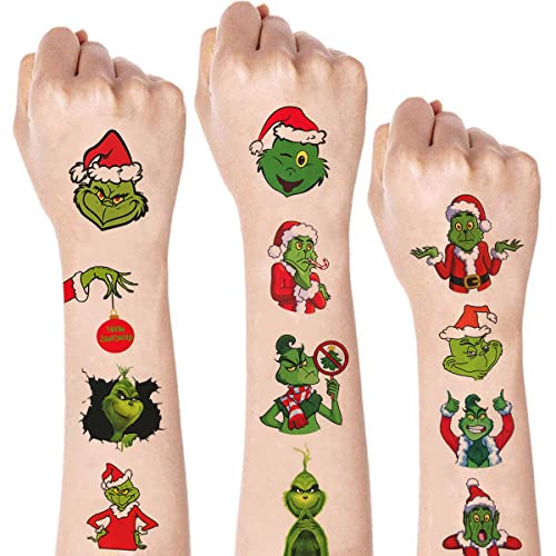 12 Sheets Christmas Temporary Tattoos Christmas Birthday Party Supplies Christmas Party Decorations Xmas Party Favors for Holiday Tattoos Gifts Fake Tattoos Goodie Bag Fillers