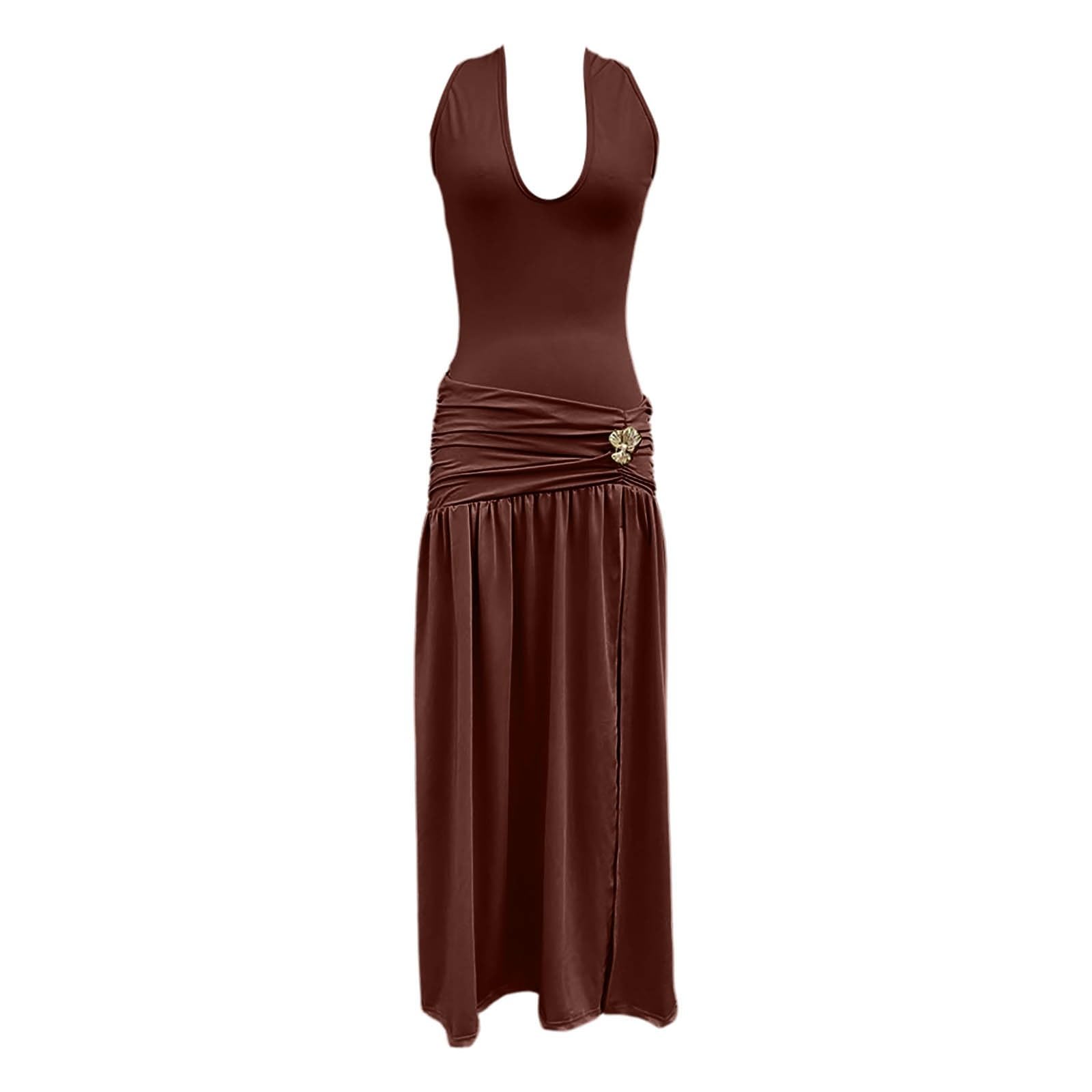 Vestido de Noche Formal Ajustado de Verano para Mujer, sin Espalda, Estilo Midi, Ideal para Fiestas, cócteles y Bodas.