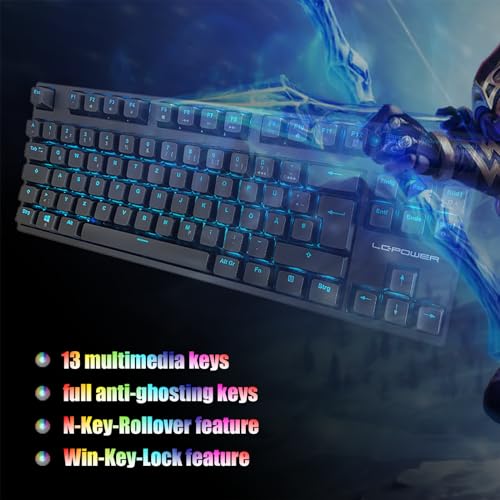 LC-POWER Clavier de Jeu Mécanique Clavier Gamer avec Layout TKL et éclairage RGB, LC-KEY-MECH-2-RGB-C-W – Image 4