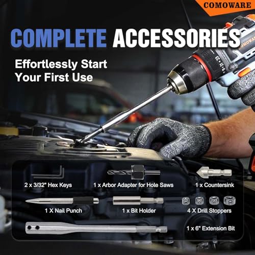Image of COMOWARE Drill Bit Set, 246 Pcs for Cordless Drill, Drill Driver Bit Set for Wood, Metal, Masonry, Cement and Screwdriver Bits Set Combo Kit