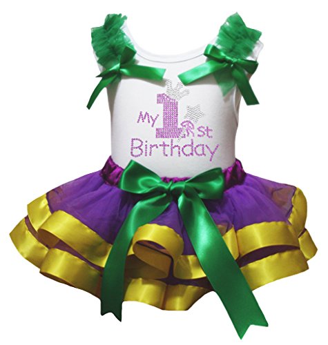 Ropa de cumpleaños para sesión smash cake con falda tutú de pétalos y camiseta brillante
