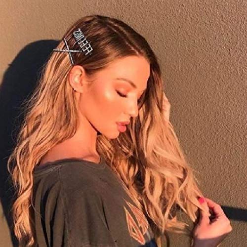 image for Messen Rhinestones Letter Hair Clips Diamante Crystal Word Hair Pins M