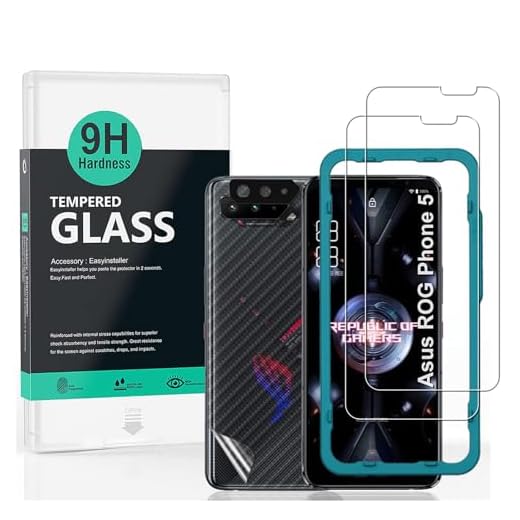 Ibywind Skärmskydd för Asus Rog phone 5/5 Pro/5s/5s Pro/5 Ultimate, [paket med 2] med kameralinsskydd (grafit), bakre kolfiber skinnskydd, inklusive enkelt installationssats