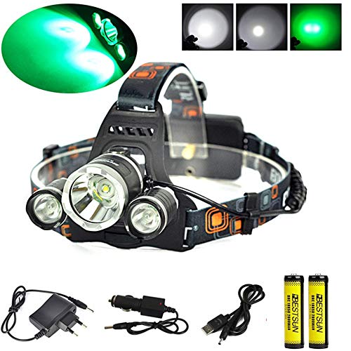 BESTSUN Green Light Headlamp, Green Coyote Hog Hunting Light Tactical 5000LM 3x CREE