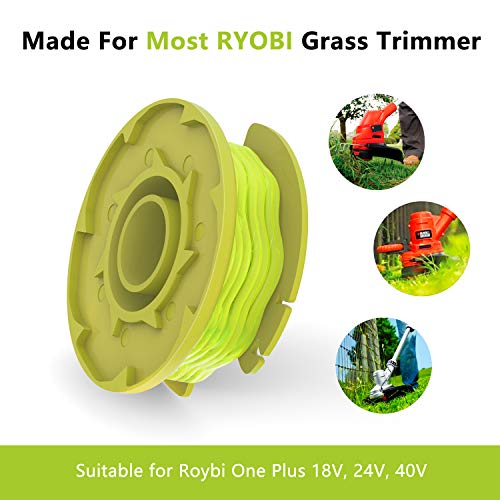 yoelike Weed Eater String Trimmer Replacement Spool for Ryobi One Plus AC80RL3 18V 24V and 40V, 11ft 0.080" Autofeed Cordless Twist Line with AC14HCA Cap(13 Replacement Spool, 2 Trimmer Cap) - Thumbnail 5