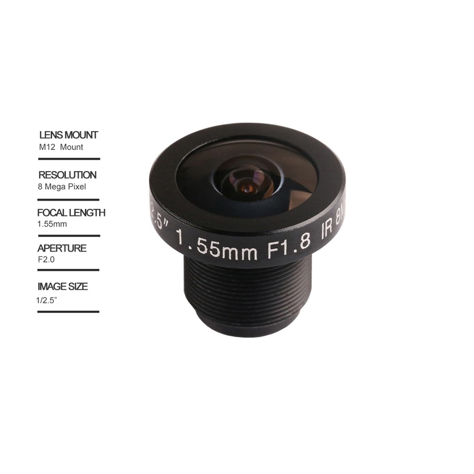 Fisheye CCTV Lens HD 8MP 1.55mm 1/2.5