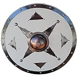 King Solomon Star of David Medieval Round Wooden Knights Templar Shield Leather Wrap Copper