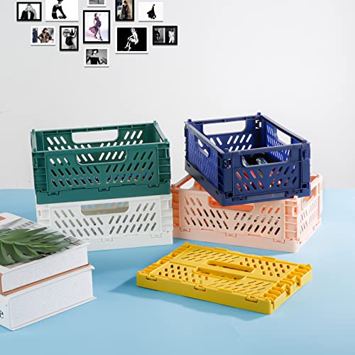 Comius Sharp Klappkiste 5 Stück Klappkorb Faltbare, Plastik Klappbox 22X14.8X8.7cm Einfache Umzug für Regal Zuhause Küche Klassenzimmer Schlafzimmer Badezimmer Büro