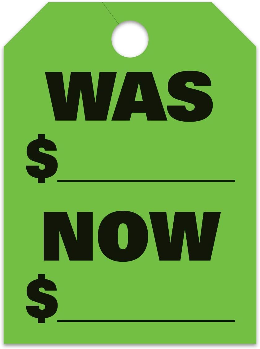 50 Pack Sale was $ Now Jumbo Rear View Mirror Large Hang Tags Car Lot Dealer Auto Dealership Green Fluorescent Neon