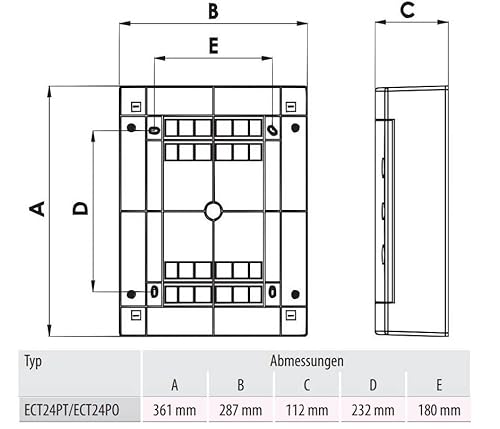 ETI Verteilerkasten Aufputz IP40 2-reihig 24 Module, weiß, ASA Kunststoff, ECT24PO