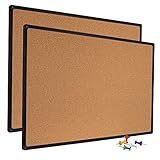 DexBoard 2 Pack 36 x 24 Inch Cork Notice Board Bulletin Message Memo Pin Board, Black Aluminum Frame