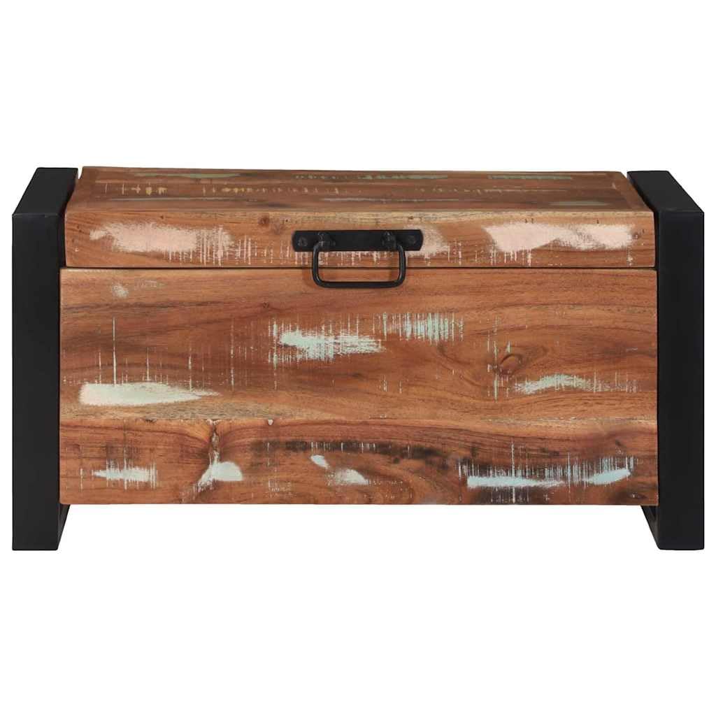 Skrzynia do przechowywania 60 x 30 x 30 cm z litego drewna, rustykalna drewniana skrzynka do salonu i sypialni, miejskie wzornictwo przemysłowe pudełko do przechowywania