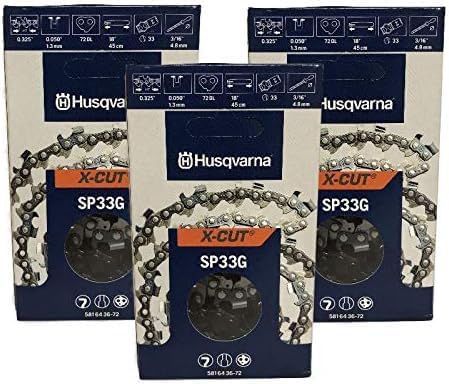 Husqvarna 581643672 SP33G X-Cut Łańcuch do piły łańcuchowej,.325,.050, 72 DL, 3-pak