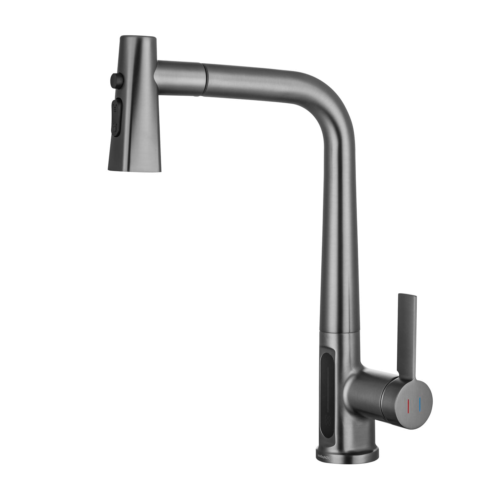 Grifo de Cocina Extraible Gris con Temperatura LED, 3 Modos de Salida Agu | Grifo Cocina LakeBayMZC Giratorio 360° con Temperatura LED, Grifo Monomando Para Cocina Con 3 Tipos de Chorro, Gris 360°