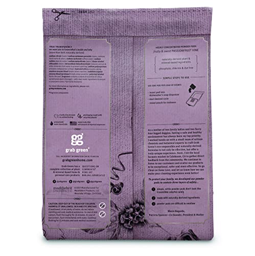Grab Green Stoneworks Automatic Dishwasher Detergent Pods, 54 Count, Passionfruit Vine Scent, Plant And Mineral Based, Superior Cleaning, Powerful Grease Removal, Brilliant Shine, Packaging May Vary #TOP1