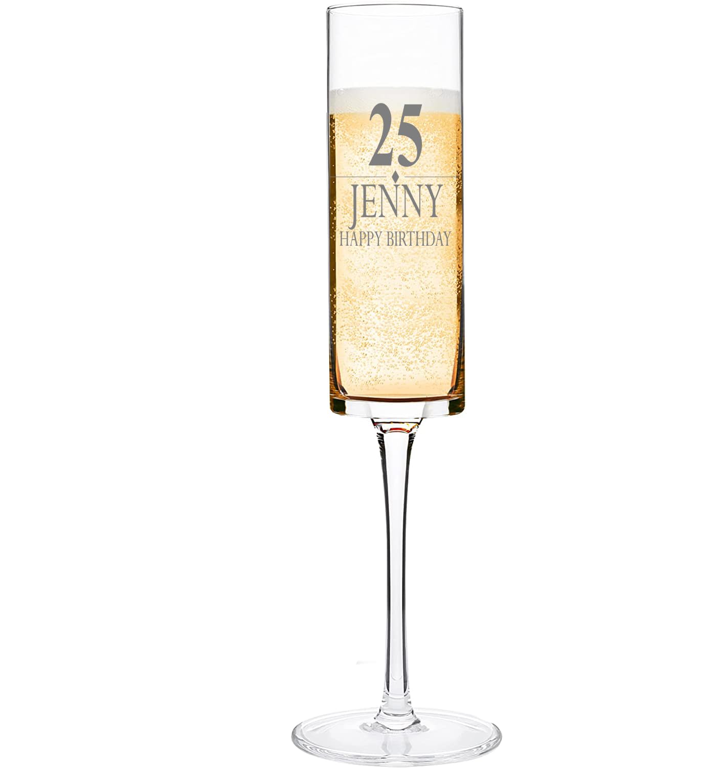 ukgiftstoreonline Modern & Elegant Personalised Tall Birthday Champagne Prosecco Glass Gift for Her 18th, 21st, 30th, 40th, 50th