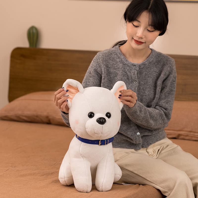 Lindo Juguete de Peluche Shiba Inu Perro Realista Almohada de Peluche Muñeca de Animales de Peluche para niños Niños Regalo de cumpleaños de Navidad Blanco 45cm