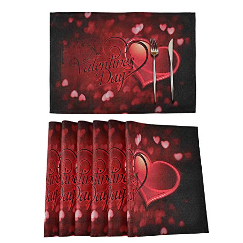 Exclusive Valentine's Day Heart Placemats, Heat-Resistant Placemats Stain Resistant Anti-Skid Washable Flax Table Mats, Set of 6 2030092 Exclusive Valentine's Day Heart Placemats, Heat-Resistant Placemats Stain Resistant Anti-Skid Washable Flax Table Mats, Set of 6 2030092