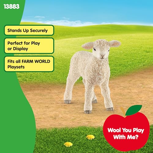 SCHLEICH 13883 Lamb Farm World Toy Figure, Realistic Animal Figurine for Kids Ages 3-8 - Image 2