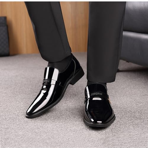 Men's Fashion Patent Leather Dress Loafers Comfy Slip-On Suits Shoes for Driving Evening Uniform Party Work Office2
