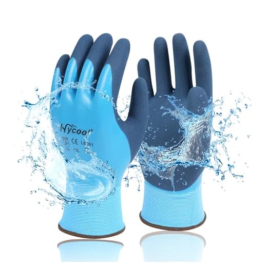 DS Safety Waterproof Work Gloves Hycool Grip Working Gloves 1 Pair(L,Blue)