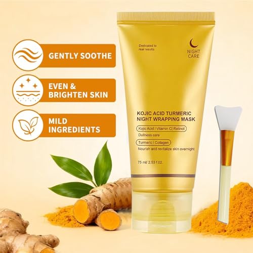 Metiplou kojic Acid Turmeric Night Wrapping Hydration Mask Brightens & Defends Against Skin, Improves Skin Texture Glowing Skin