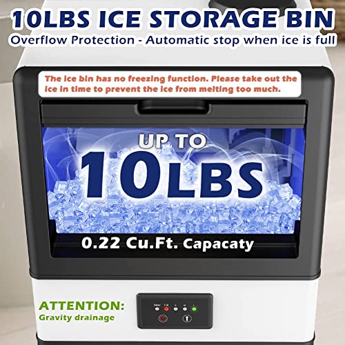 Lifeplus Commercial Ice Maker, 70Lbs/24H Under Counter Freestanding Ice Machine W/ 10Lbs Ice Bin, 32 Ice Cubes/Cycle, 2 Water Inlet Modes, Self Clean, Etl & Fda, Ideal For Bar, Office, Coffee Shop #TOP7
