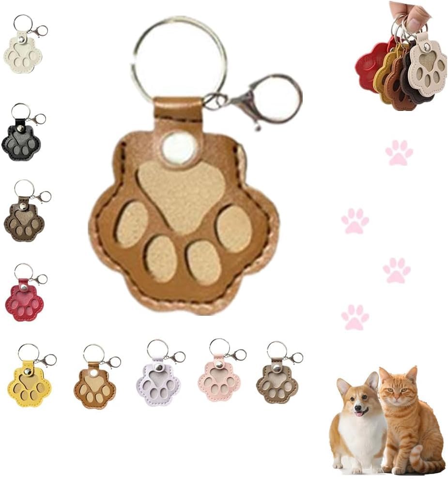Dog Fur Storage Keychain, Cute Leather Paw Keychain Pet Hair Keepsake Keyring, Unique Memorial Collection Key chain, Pet Memorial Gifts for Bag Purse Paw Charm Key Holder